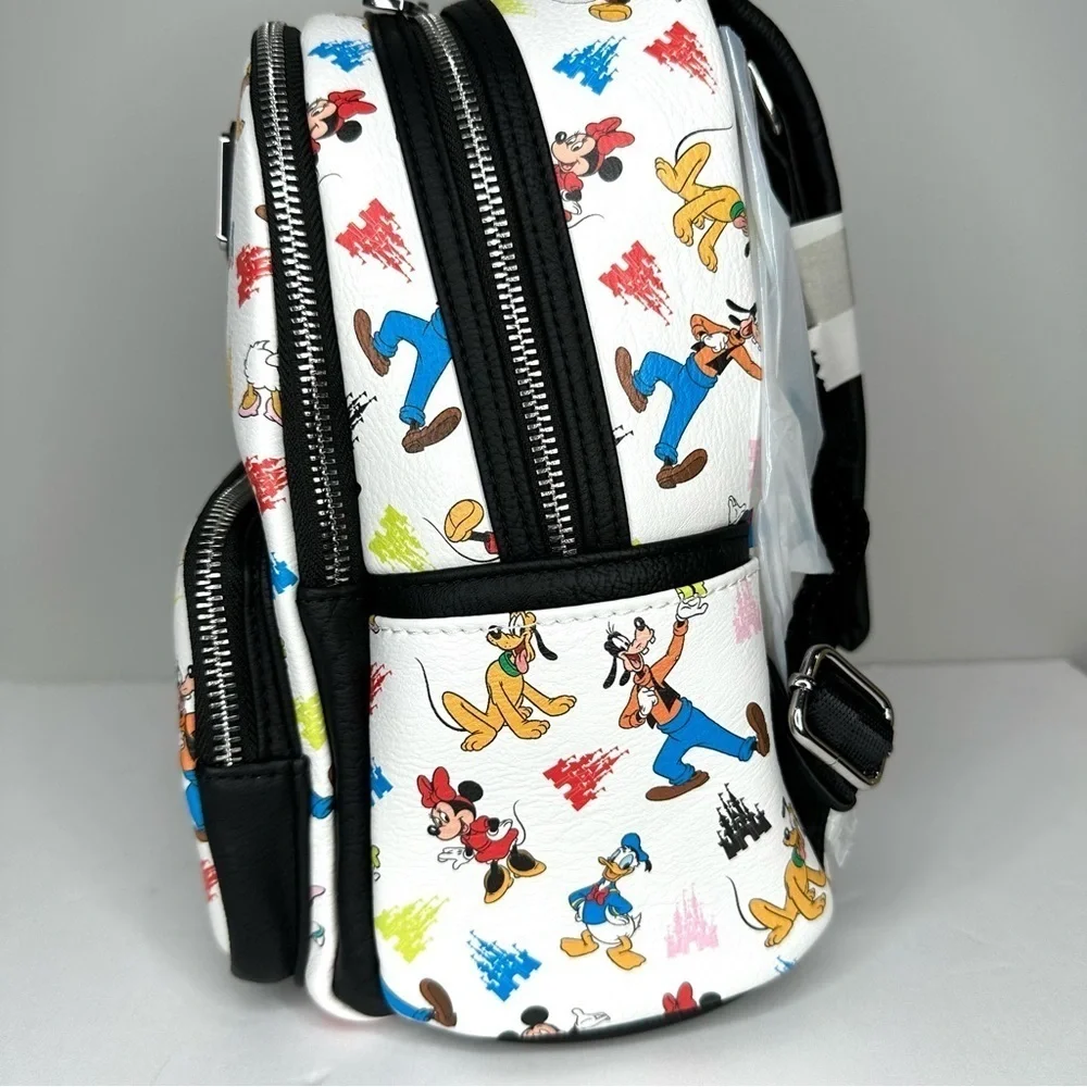 Loungefly Disney Parks Fab 5 Mickey Minnie Goofy Donald Pluto Mini Backpack